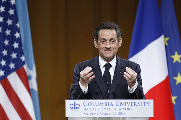 Sarkozy in the US: Nicolas Sarkozy at a World Leaders Forum at Columbia