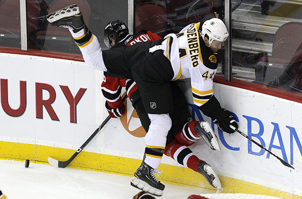 24 sport: Dennis Seidenberg slams New Jersey Devils' Vlsadimir Zharko