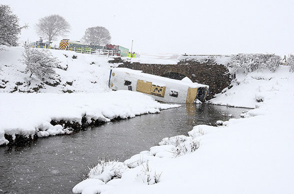 Scotland snow: Wiston in Scotland after a coach crashed into water due to snow