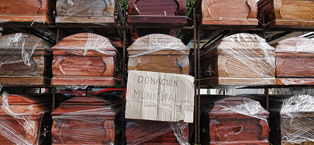 Chile Aid: Coffins donated by the municipality for the earthquake victims in Chile