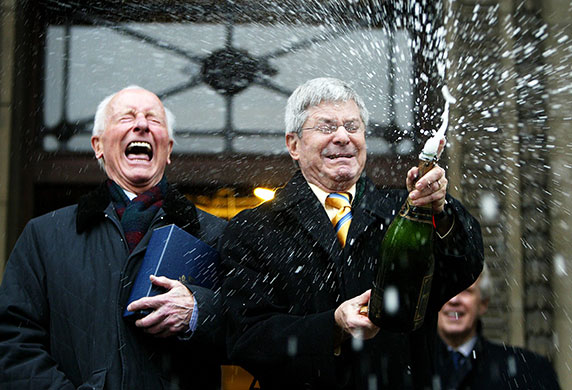 Gay weddings: Roger Lockyer, left, and Percy Stephens pose for photographers