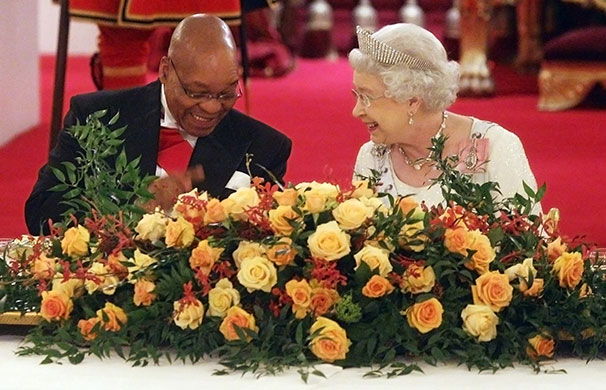 Zuma Visit: Queen Elizabeth II and Jacob Zuma attend a banquet at Buckingham Palace