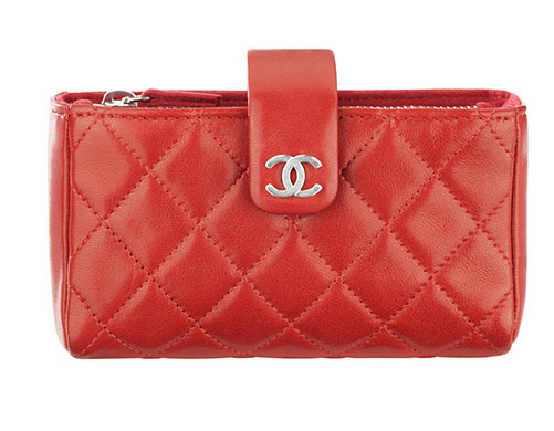 Briefing08: Red leather phone holder by Chanel