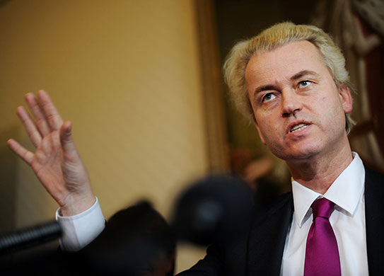 Geert Wilders in London: Dutch far-right lawmaker Geert Wilders addresses a press conference