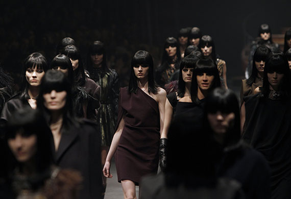 24 Hours in Pics: Models wear creations by Israeli designer Alber Elbaz for Lanvin in Paris