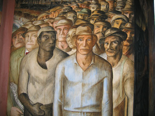 New Deal: A mural showing a group of male workers