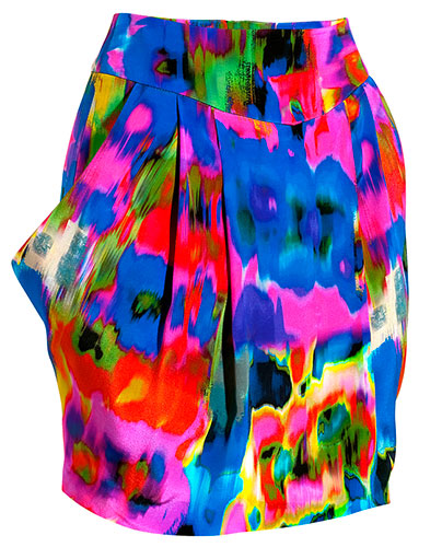 Key Trends: Floral: day-glo smudged print skirt