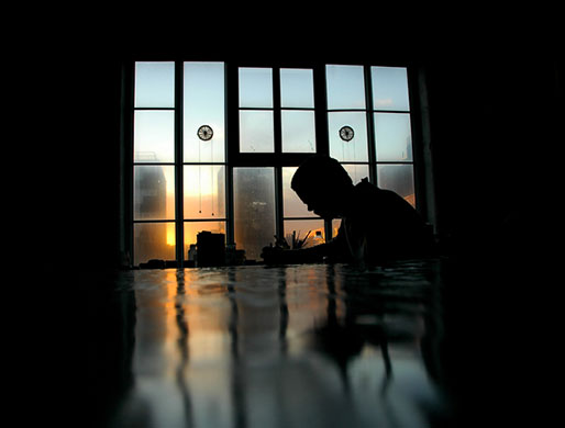 in pictures: hobbies: man painting in studio