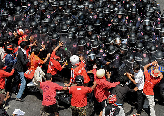 Riots in Thailand: Protestors clash with Thai riot police officers in Bangkok