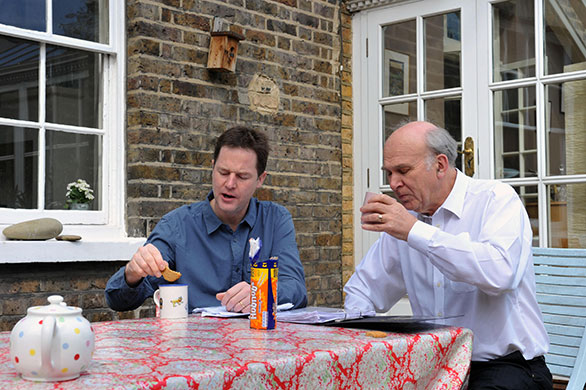 Election campaign: Nick Clegg and Vince Cable put the finishing touches to the manifesto