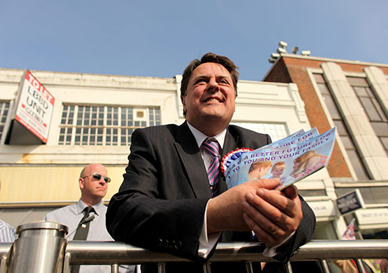 Election campaign: Nick Griffin MEP, the leader of the BNP canvasses for support in Dagenham