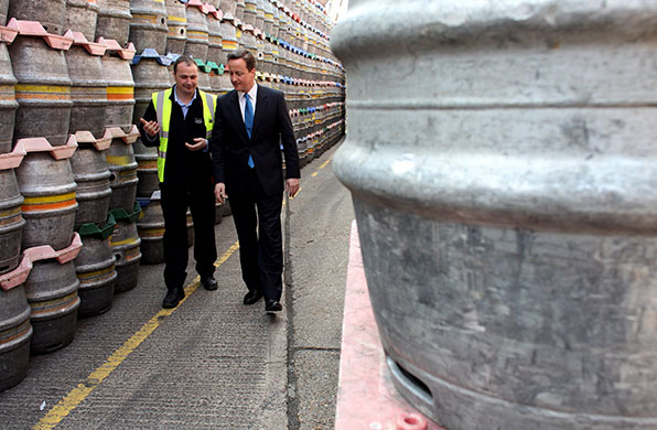 Election campaign week 2: David Cameron campaigns at Fuller's brewery