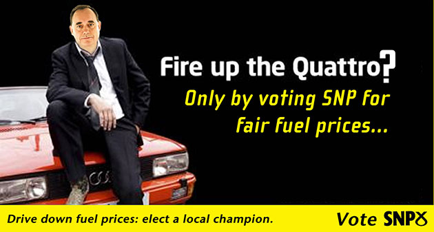 Election posters: The SNP's version of the Quattro poster