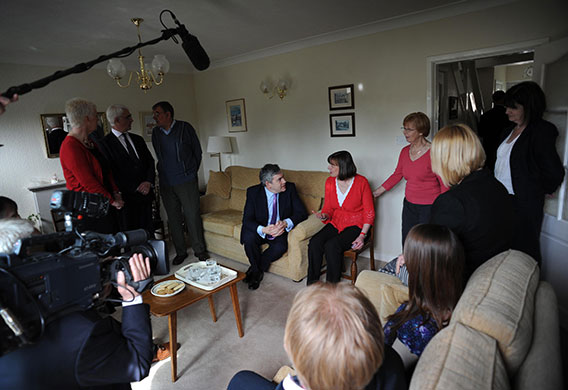 Election campaign: Prime Minister Gordon Brown visits a house in Erewash