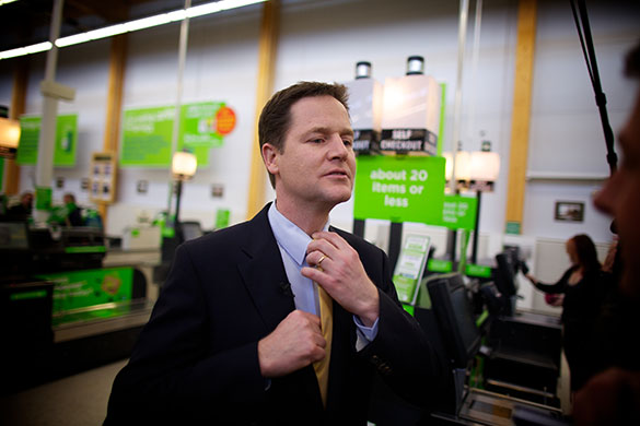 election : Liberal Democrat's leader Nick Clegg making a visit to ASDA supermarket
