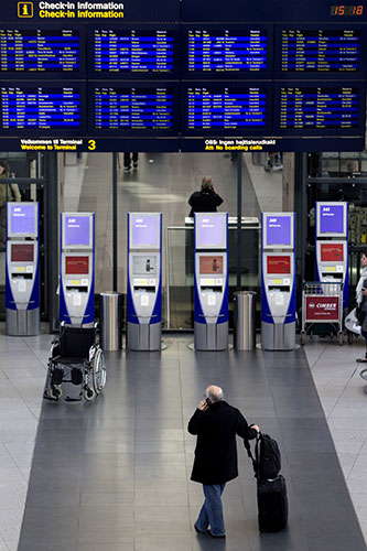 Volcano disruption: A man is stranded in Terminal 3 of Copenhagen airport