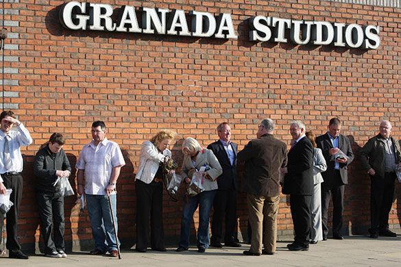 Election debate: Members of the studio audience outside Granada Studios