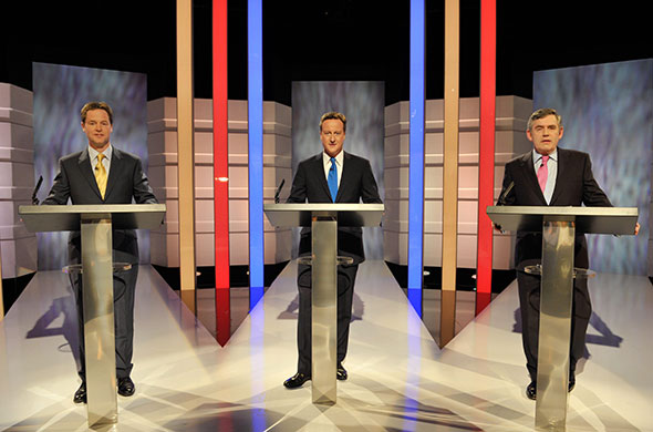 Election debate: Nick Clegg, David Cameron and Gordon Brown