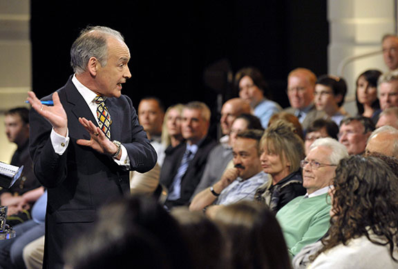 Election debate: Alistair Stewart addresses the audience