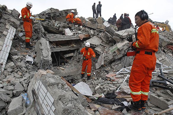 china earthquake: Rescuers use sound equipment to search for survivors