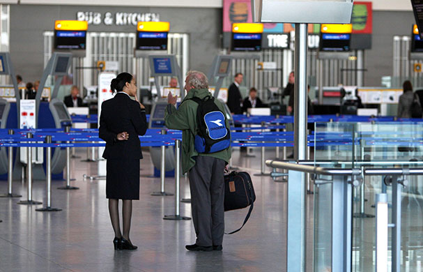 Iceland volcano: A passenger at a quiet Terminal 5 of Heathrow Airport