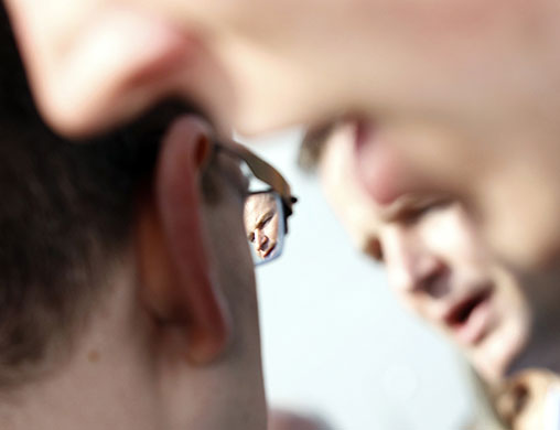 24 hours in pictures: Warrington, UK: Liberal Democrat leader Nick Clegg speaks to the media