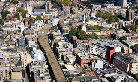 Aerial view of Shoreditch
