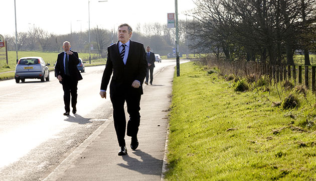 Behing the scenes: 15 April 2010: Gordon Brown, with personal protection officers