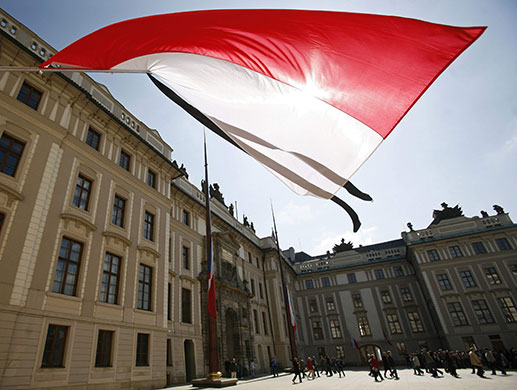 24 hours: Prague, Czech Republic: The Polish national flag flies in Prague Castle