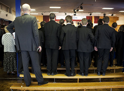 David Cameron: David Cameron on the campaign trail at Brineleas High School
