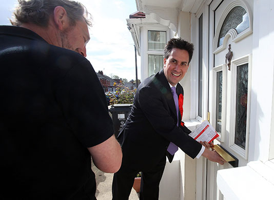 election week 3: Ed Millibandcanvasses homes in Swindon