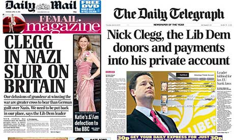 newspapers wing right guardian clegg nick 2010 newspaper politics attacking outlets panic raw sets off