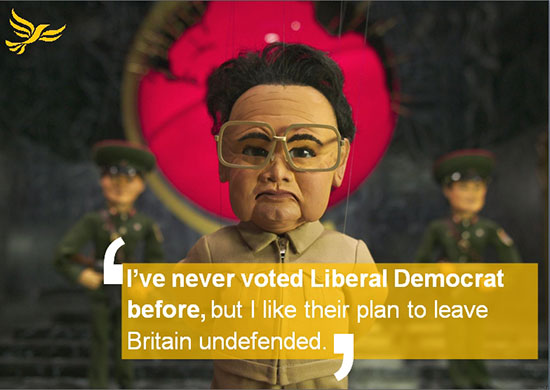 Election posters: Spoof election poster against the Liberal Democrats' defence policy