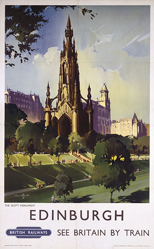 Literary Edinburgh: 1955: A poster for British Railways to promote rail travel to Edinburgh