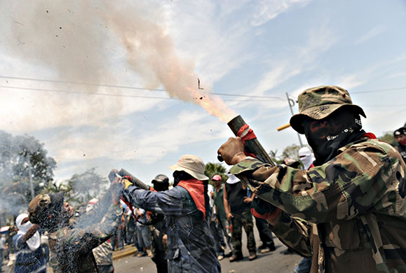 24 hours in pictures: Managua, Nicaragua: Sandinista National Liberation Front activists