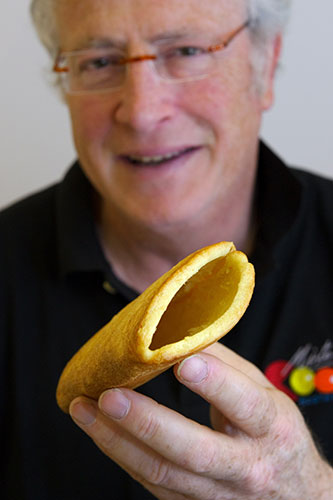 Exhibition of Inventions: Jean-Paul Magro with his invention - hollowed out bread for sandwiches