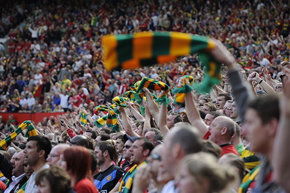 United v Spurs: United fans celebrate at the end of the match