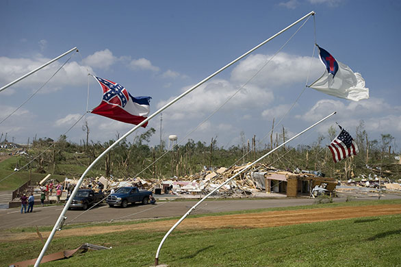mississippi tornado: damaged Hillcrest Baptist Church in Yazoo