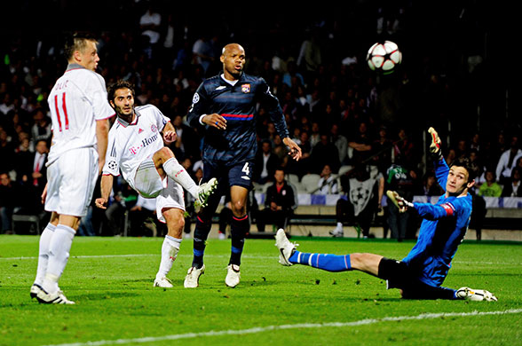 Lyon v Bayern Munich: Hamit Alintop misses a chance from 10 yards out