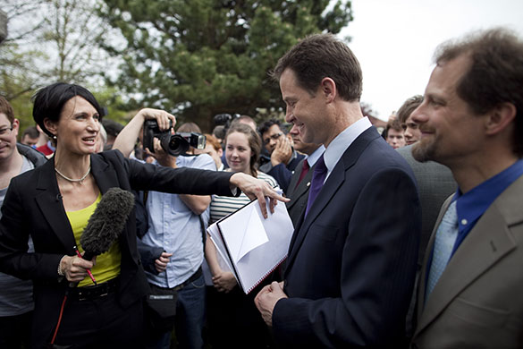 Campaigning with Clegg: Nick Clegg is interviewed at Oxford Brookes University