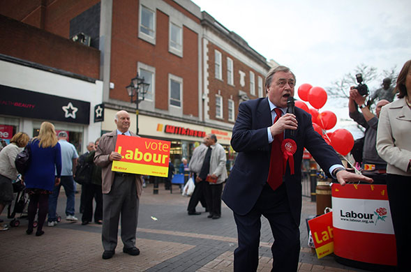 Election campaign: John Prescott chats to shoppers as he campaigns in Dudley