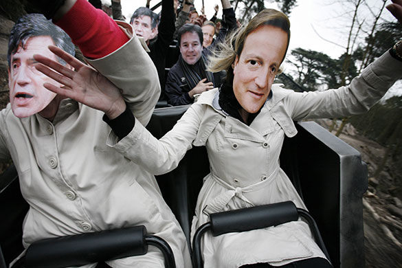 2010 Election: Masks of Gordon Brown, David Cameron and Nick Clegg