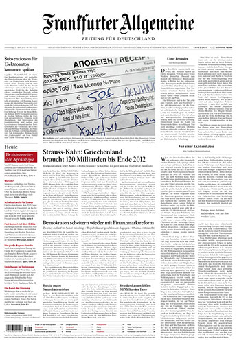 German front pages: Front pages of German newspapers Thursday 29th April 2010 about Greece debt