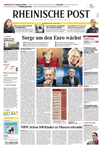 German front pages: Front pages of German newspapers Thursday 29th April 2010 about Greece debt