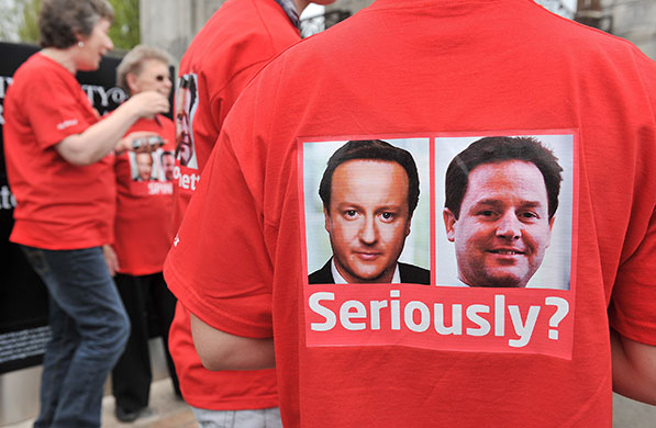 Election campaigning: Labour party supporters are pictured wearing t shirts in Birmingham