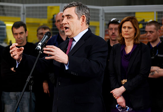 Election campaigning: Gordon Brown visits the Thompson friction welding factory in Halesowen