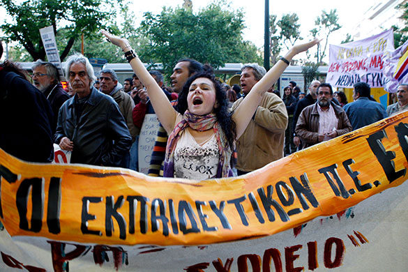 Greece protests: Demonstration against the Government's financial policies