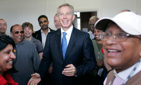 Tony Blair visits a Labour candidates office in Harrow, north-west London, on 30 April 2010.