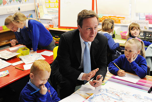 Election campaign: David Cameron meets pupils at Western Springs Community Primary School 
