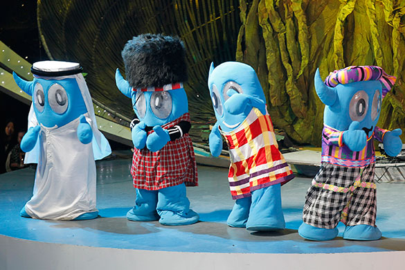 China expo: Performers wearing Shanghai World Expo mascot 